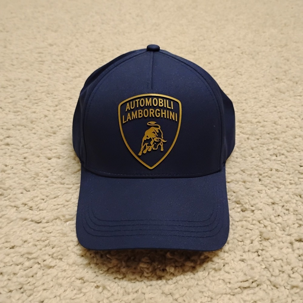 Automobili Lamborghini Hat Cap Strapback Blue Logo Shield Adjustable Bull Rare